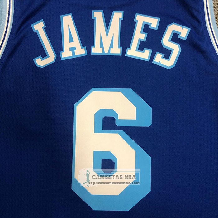 Camiseta Los Angeles Lakers LeBron James NO 6 Hardwood Classic 2021-22 Azul